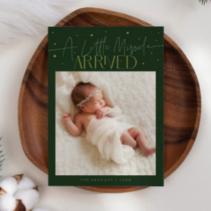 Little Miracle Weihnachten Grüne Foto Geburt  Ankündigung