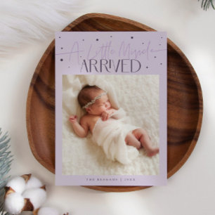Little Miracle Weihnachten Lila Foto Geburt Ankündigung