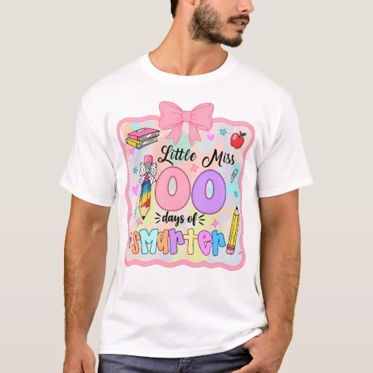 Little Miss 100 Days Smarter Girls Kids T-Shirt (Vorderseite)