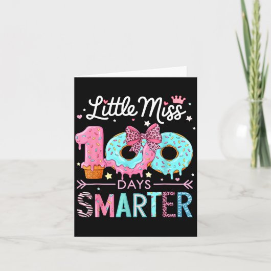 Little Miss 100 Days Smarter Kids Girls 100th Day Karte (Vorderseite)