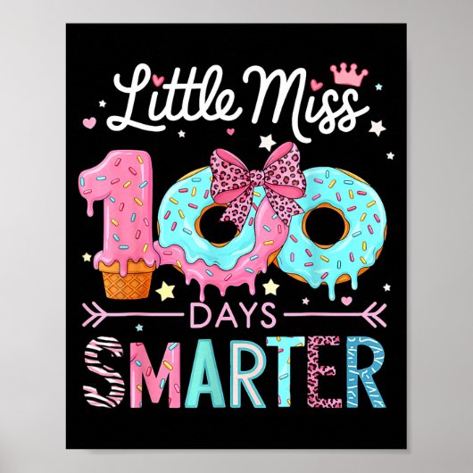 Little Miss 100 Days Smarter Kids Girls 100th Day Poster (Vorne)