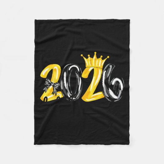 Little Miss 2026 Coquette Bow Crown Happy New Year Fleecedecke (Vorderseite)