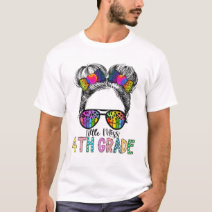 Little Miss 4th Grade Messy Bun Leopard zurück zu  T-Shirt