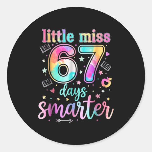 Little Miss 67 Days Smarter 67 Days Of School Six  Runder Aufkleber (Vorderseite)