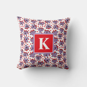 Little Miss Bad Rotes Punkte-Muster Monogramm Kissen