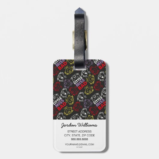 Little Miss Bad | Schwarzes, Rotes und Gelbes Must Gepäckanhänger (Rückseite vertikal)
