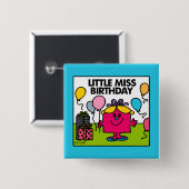 Little Miss Birthday | Geschenke & Balloons Button (Vorne & Hinten)