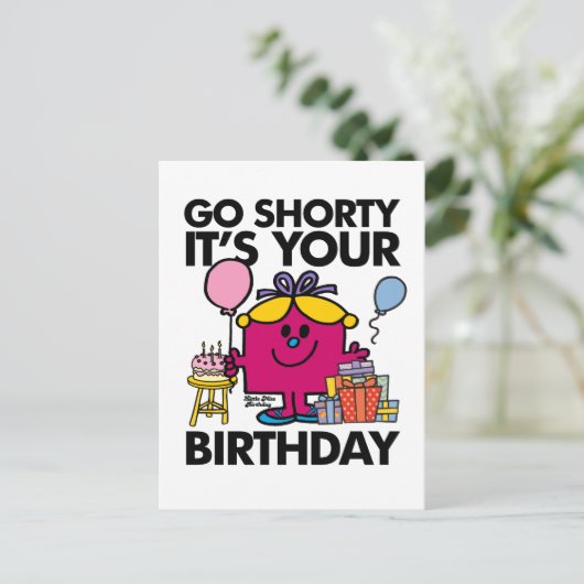 Little Miss Birthday Wird Go Shorty Version 34 Postkarte (Stehend Vorderseite)