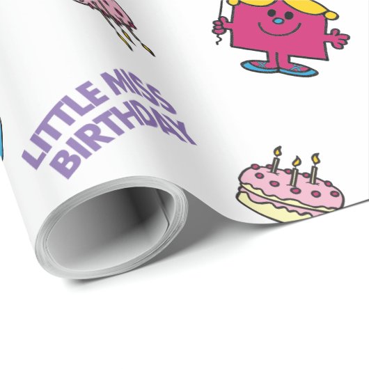 Little Miss Birthday With Pink Balloon Geschenkpapier (Rolleneckpunkt)