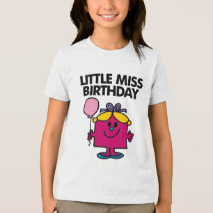 Little Miss Birthday With Pink Balloon Tri-Blend Shirt