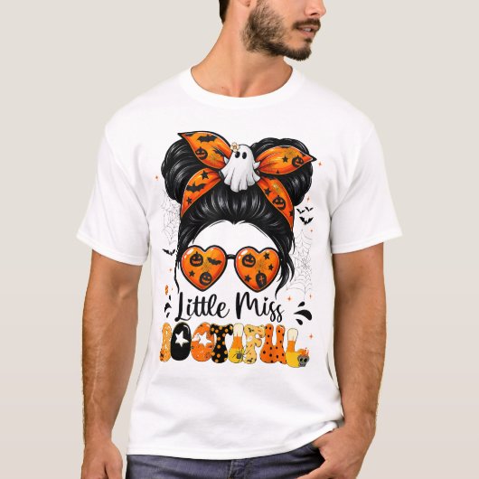 Little Miss Bootiful Messy Bun Halloween Kostüme T-Shirt (Vorderseite)
