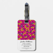 Little Miss Chatterbox | Hellrosa Muster Gepäckanhänger (Rückseite vertikal)