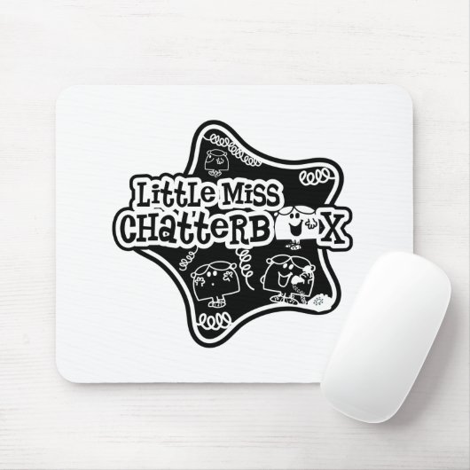 Little Miss Chatterbox | Schwarzer und weißer Star Mousepad (Mit Mouse)