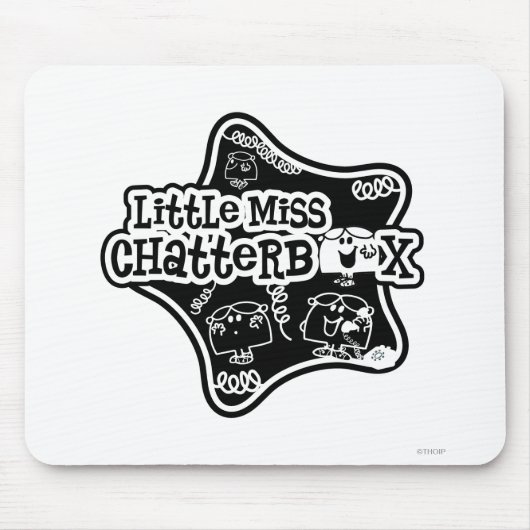 Little Miss Chatterbox | Schwarzer und weißer Star Mousepad (Vorne)
