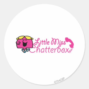 Little Miss Chatterbox   Telefonkabelschrift Runder Aufkleber