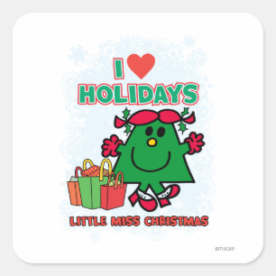 Little Miss Christmas Ich liebe Feiertage Quadratischer Aufkleber
