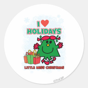 Little Miss Christmas Ich liebe Feiertage Runder Aufkleber