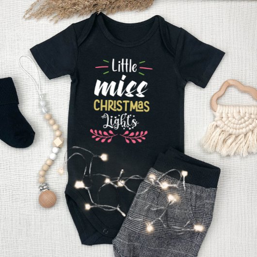 Little Miss Christmas Lights Girl Baby Strampler