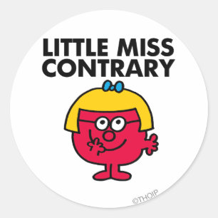 Little Miss Contrary Runder Aufkleber