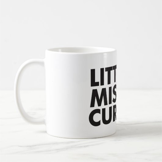 Little Miss Curious | Schwarze Schrift Kaffeetasse (Links)