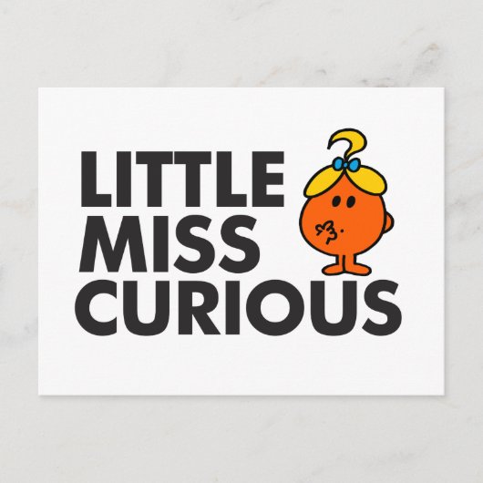 Little Miss Curious | Schwarze Schrift Postkarte (Vorderseite)