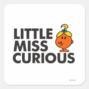 Little Miss Curious   Schwarze Schrift Quadratischer Aufkleber