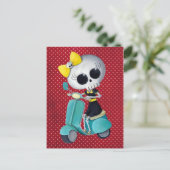 Little Miss Death auf Scooter Postkarte (Stehend Vorderseite)