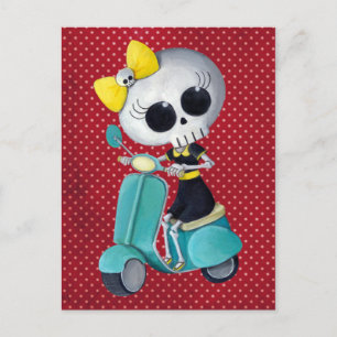 Little Miss Death auf Scooter Postkarte