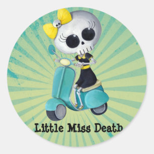 Little Miss Death auf Scooter Runder Aufkleber