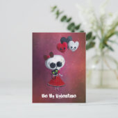 Little Miss Death Valentine Feiertagspostkarte (Stehend Vorderseite)