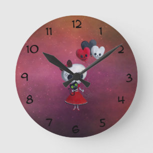 Little Miss Death Valentine Girl Runde Wanduhr