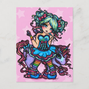 Little Miss Deelish Fairy Unicorn Princess Fantasy Postkarte