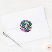 Little Miss Deelish Fairy Unicorn Princess Fantasy Runder Aufkleber (Umschlag)