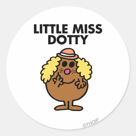 Little Miss Dotty | Schwarze Schrift Runder Aufkleber (Vorderseite)