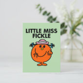 Little Miss Fickle | Schwarze Schrift Postkarte (Stehend Vorderseite)