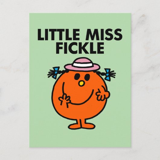 Little Miss Fickle | Schwarze Schrift Postkarte (Vorderseite)