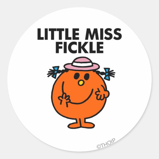 Little Miss Fickle | Schwarze Schrift Runder Aufkleber (Vorderseite)