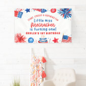 Little Miss Firecracker 4. Juli 1. Geburtstag Banner (Insitu)