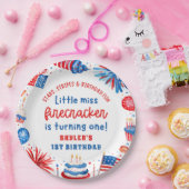 Little Miss Firecracker 4. Juli 1. Geburtstag Pappteller (Party)
