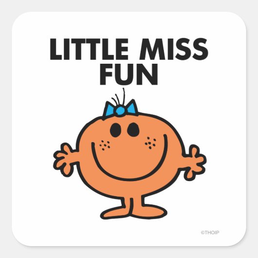Little Miss Fun | Schwarze Schrift Quadratischer Aufkleber (Vorderseite)