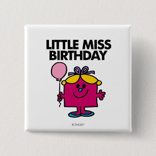 Little Miss Geburtstag mit rosa Luftballon Button