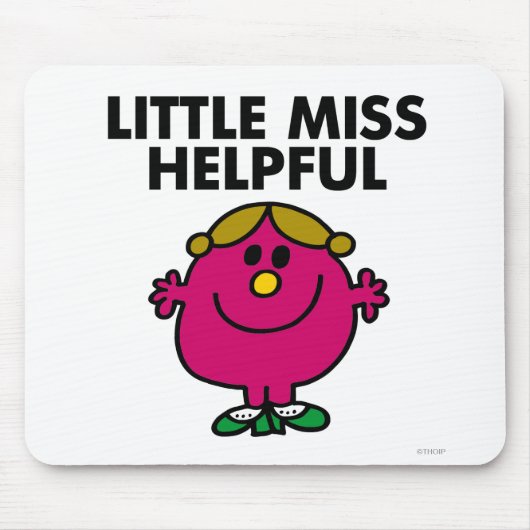 Little Miss Helpful | Schwarze Schrift Mousepad (Vorne)