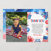 Little Miss Independent 4. Juli 1. Geburtstag Dankeskarte (Vorne/Hinten)