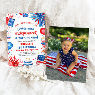 Little Miss Independent 4. Juli 1. Geburtstag Einladung