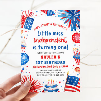 Little Miss Independent 4. Juli 1. Geburtstag Einladung