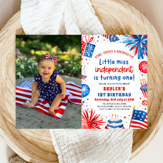 Little Miss Independent 4. Juli 1. Geburtstag Einladung