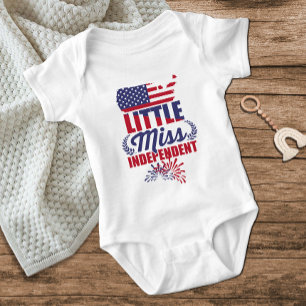 Little Miss Independent Red White Blue Jul Girl Baby Strampler