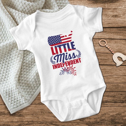 Little Miss Independent Red White Blue Jul Girl Baby Strampler