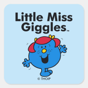 Little Miss   Kleine Miss Giggles lacht gerne Quadratischer Aufkleber