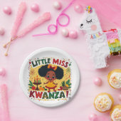 Little Miss Kwanza Afro American Kwanaz Erbe Pappteller (Party)